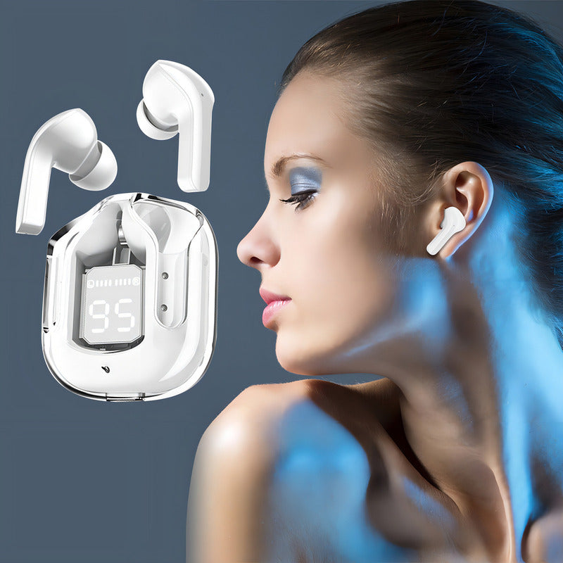 Audifonos Inalámbricos Pantalla Digital Reducción Ruido Ipx4 Color Blanco