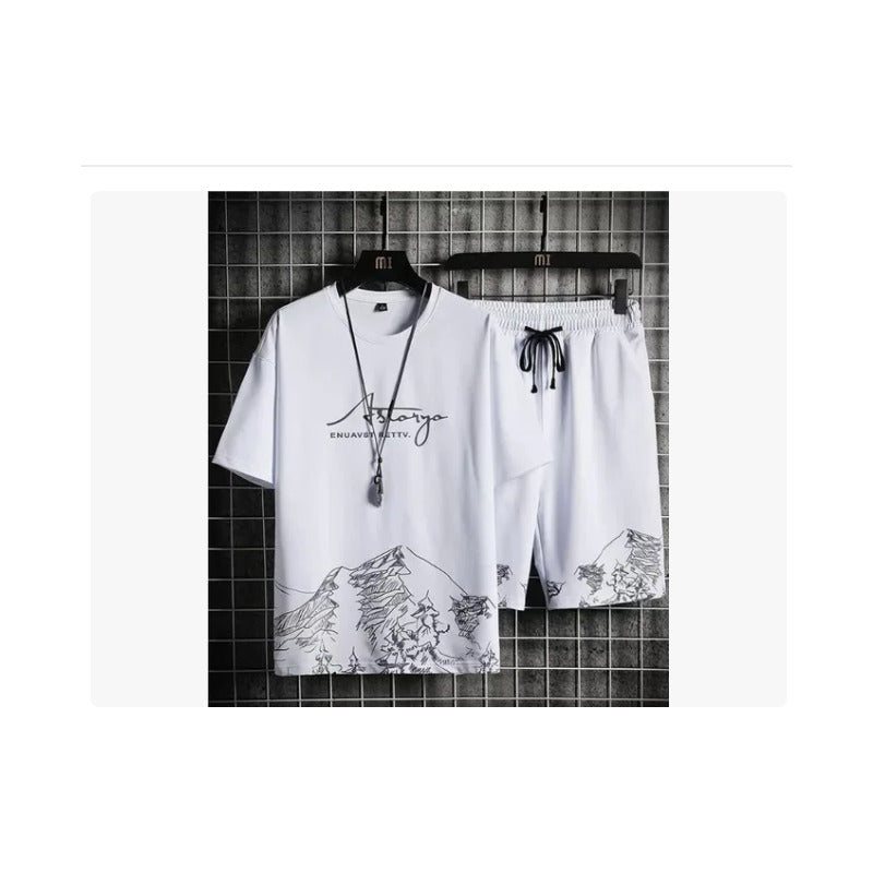 Conjunto De Camiseta Y Pantalón Para Hombre, Chándal Blanco Blanco 5xl