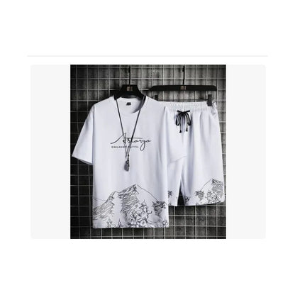 Conjunto De Camiseta Y Pantalón Para Hombre, Chándal Blanco Blanco 5xl