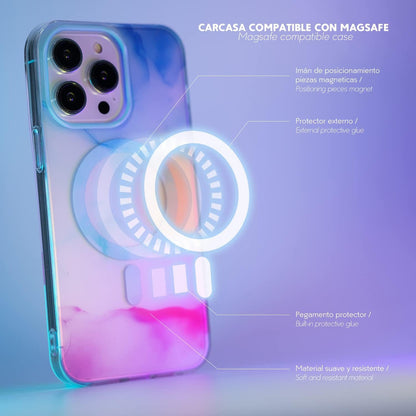 Carcasa Magsafe Colorida Para iPhone 14 Azul Claro Acuarela