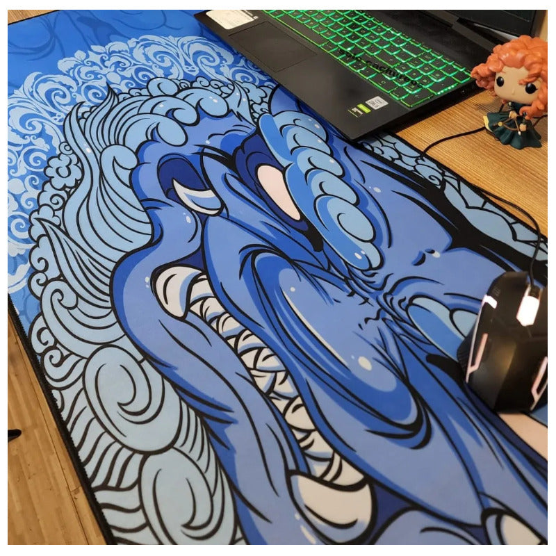 Alfombrilla de ratón Gamer León Azul 90x40 XL Alfombrilla de ratón Pg