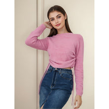 Cargar imagen en el visor de la galería, Sweater Peludo Recogido Lateral Rosa M
