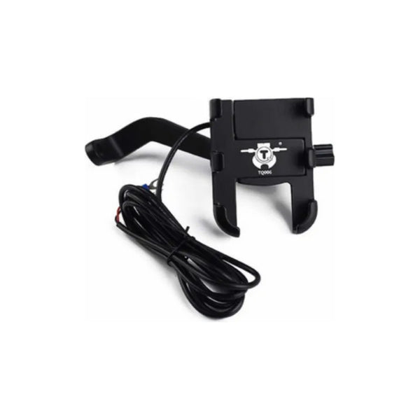 Portacelular Metálico Para Moto Con Cargador Usb Negro