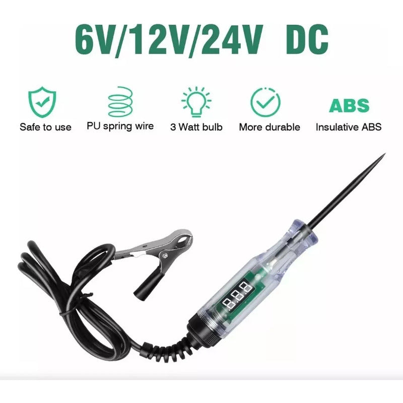 Probador De Circuito Eléctrico Batería Automotriz 6v 12v 24v