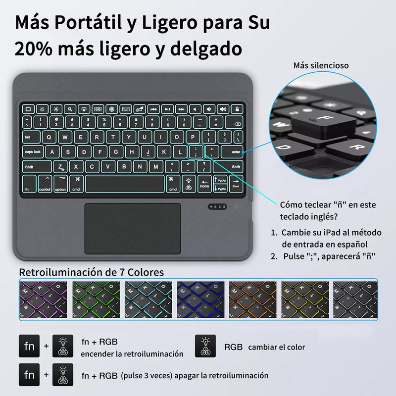Funda Con Teclado Inalámbrico Para iPad Pro - 12.9 Pulgadas