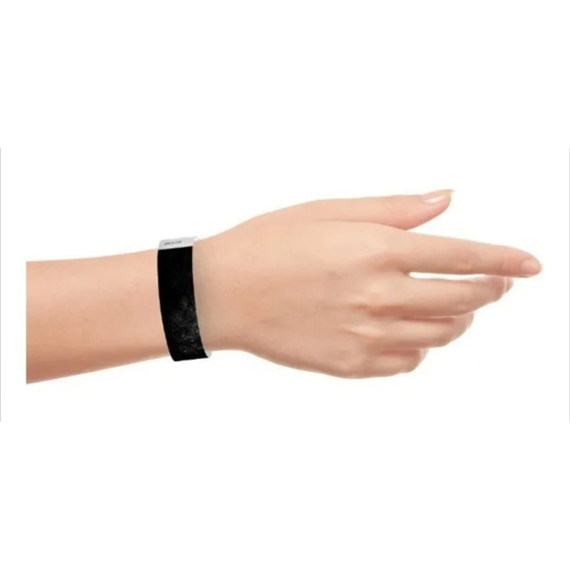 100 Pulseras Tyvek Negras (sin Impresión) Eventos Negro