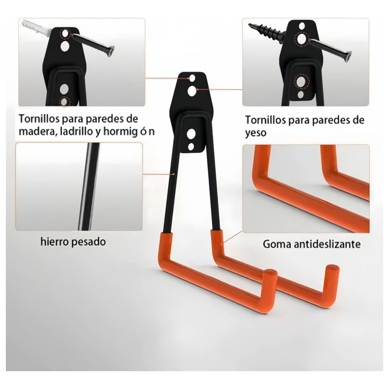 Gancho Para Bicicletas Muro Soporte Portabicicleta De Pared Color Rojo