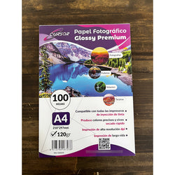 Papel Fotografico A4 120g Glossy Pack 100 Blanco