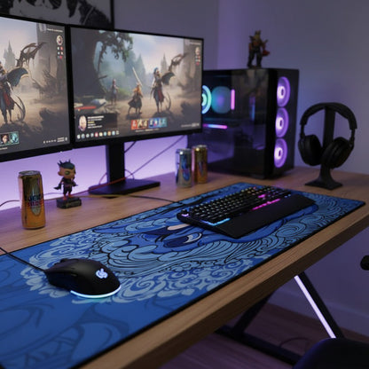 Alfombrilla de ratón Gamer León Azul 90x40 XL Alfombrilla de ratón Pg