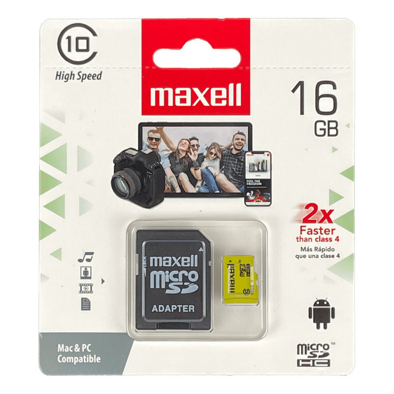 Maxell 16gb Microsd-hc C/adaptador-sd Class10 Sdcs2