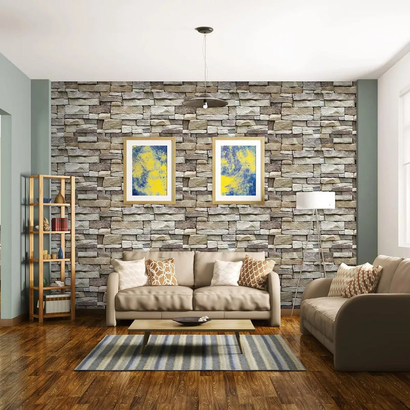Papel Mural Autoadhesivo 45cm X 1200cm Piedras