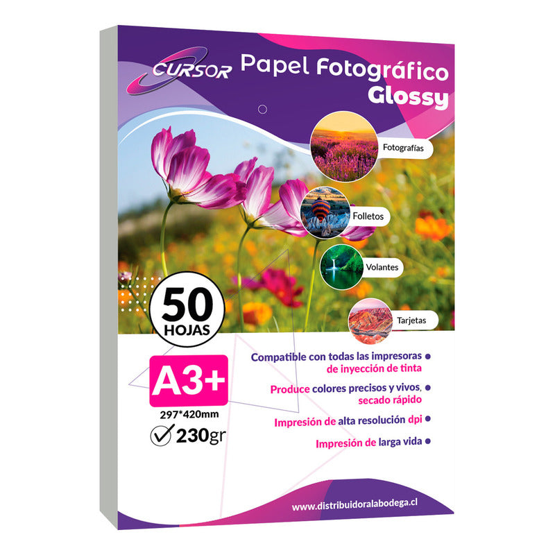 Papel Fotografico Glossy Brillante A3+ 33x48 230gr 50 Hojas
