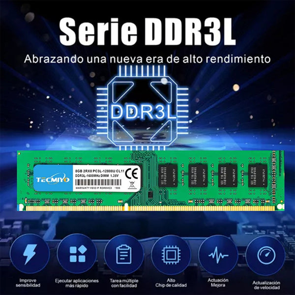 Memoria Ram Gamer Color Verde 8gb 1 Tecmiyo Ddr3l-1600u