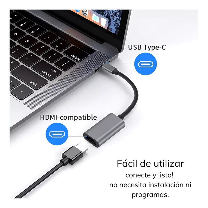 Adaptador Usb 3.1 Tipo C A Hdmi Compatible Blanco