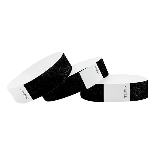 100 Pulseras Tyvek Negras (sin Impresión) Eventos Negro
