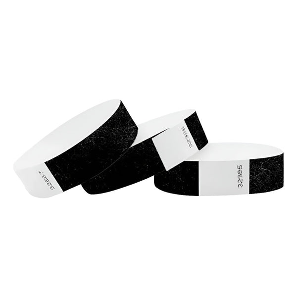 100 Pulseras Tyvek Negras (sin Impresión) Eventos Negro
