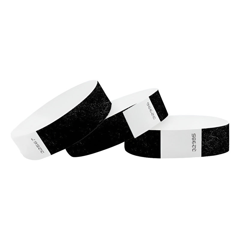 100 Pulseras Tyvek Negras (sin Impresión) Eventos Negro