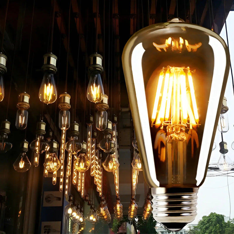 Pack De 6 Ampolletas Vintage Led Edison Filamento E27 6w Blanco Cálido