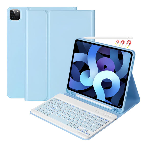 Funda Premium Para iPad Pro 12.9  + Teclado Blue Español Azul Claro