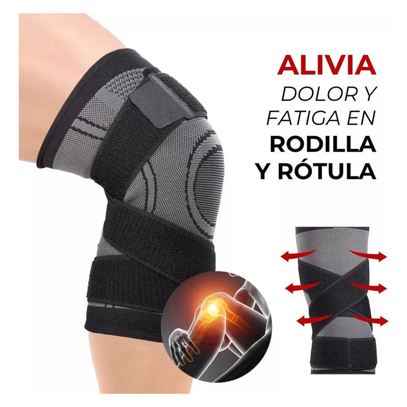 Rodillera Deportiva Compresion Set X2 Banda Ajustable Negro Xl