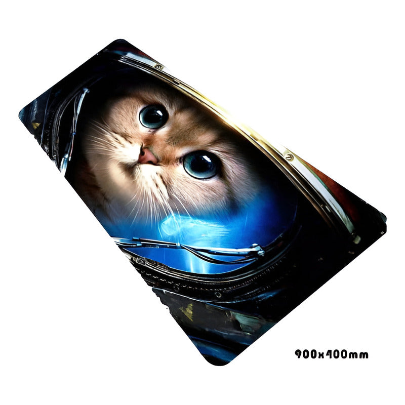Alfombrilla Gamer Gatito Astronauta 90×40 Negro