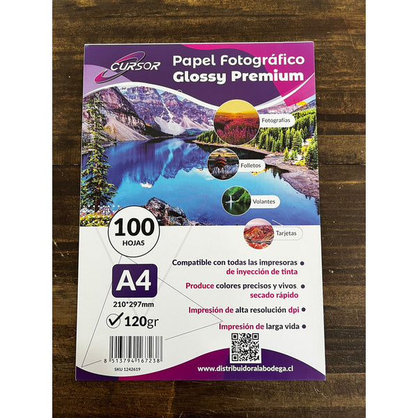 Papel Fotografico A4 Brillo 120 Gr - 100 Hojas Color Blanco