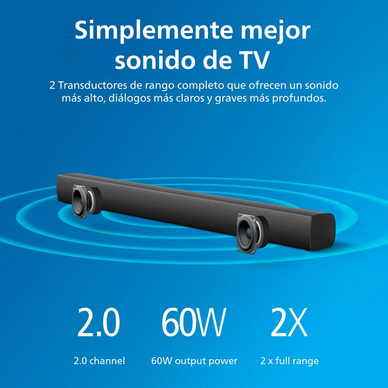 Barra De Sonido Philips Negra50-18khz S/control Caja Abierta Negro 220