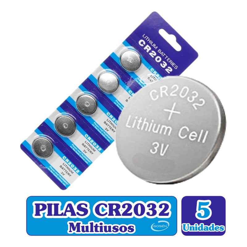 Pack 5 Pila Botón Litio Cr2032 3v Batería 220 Mah