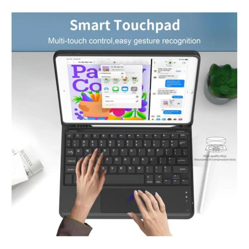 Funda Carcasa Con Teclado Touchpad Para iPad 10.2 7/8/9 Gene Negro