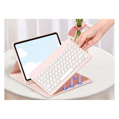 Carcasa Funda + Teclado Para iPad 9th Gen 2021 Rosa