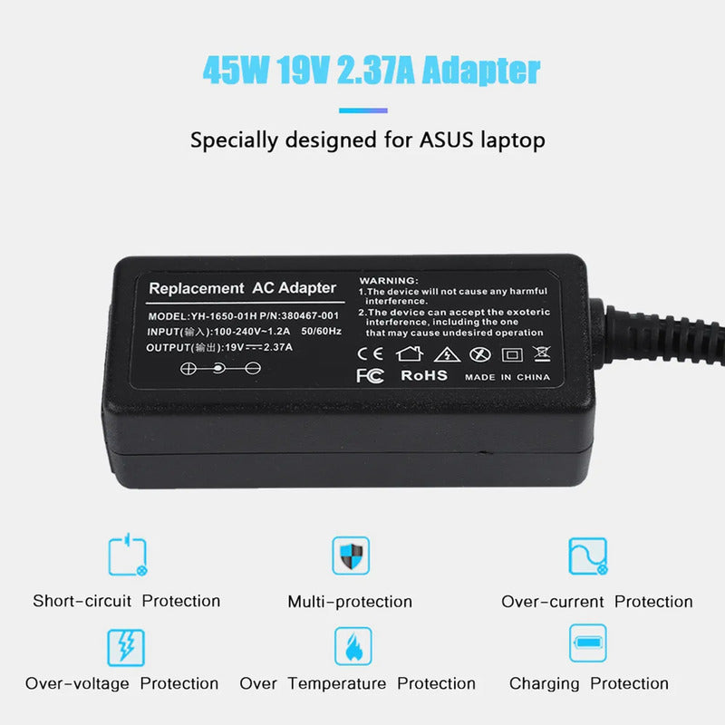 Adaptador De Alimentación Para Notebooks Asus De 45w Negro