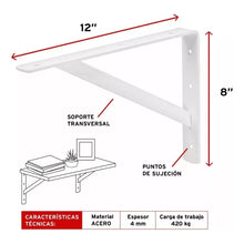 Load image into Gallery viewer, Escuadra Estante Truper Reforzada Blanca 8  X 12  Mer-12b
