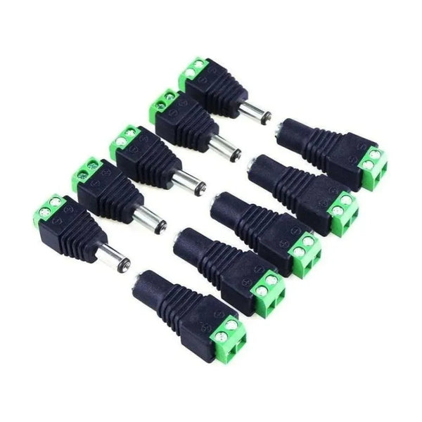 Pack 5 Par Conector Dc Macho Hembra Negro