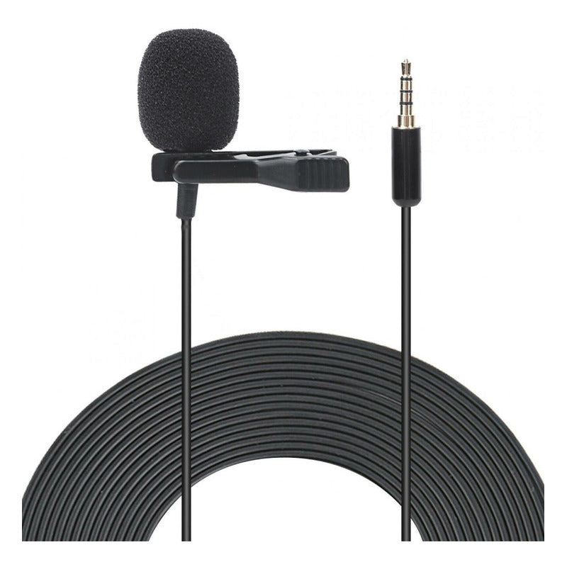 Microfono Celular Computadora Lavalier De Clip Solapa 3.5mm Color Negro
