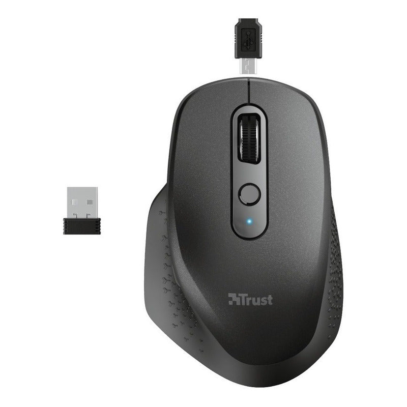 Mouse Inalámbrico Recargable Trust Ozaa Black