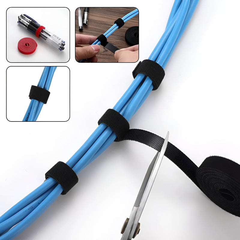 204 Kit Multifunción Organizador Cables Adhesivo Antinudos Varios