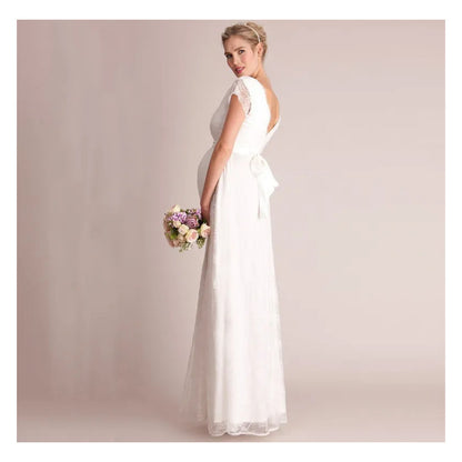 Vestido De Maternidad De Encaje Blanco Para Mujer Embarazada Blanco Encaje S