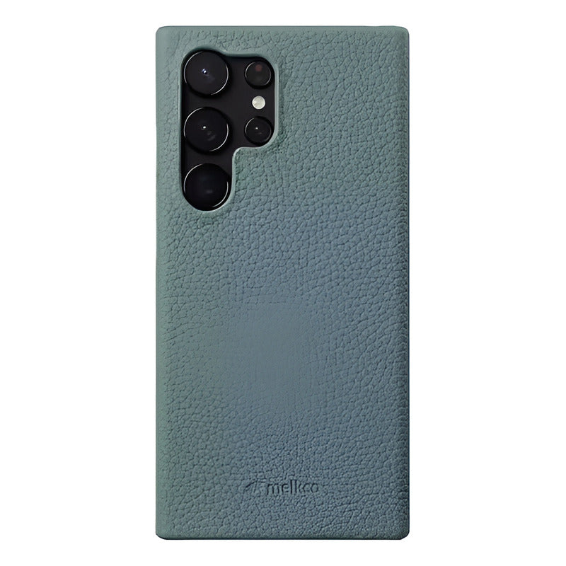 Funda De Cuero Vacuno Genuino Para Samsung Galaxy S23 Ultra Verde Claro Lisa