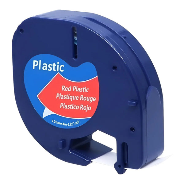 Cinta Adhesiva P12 Para Dymo Lt 1.1 Cm Plastico Rojo