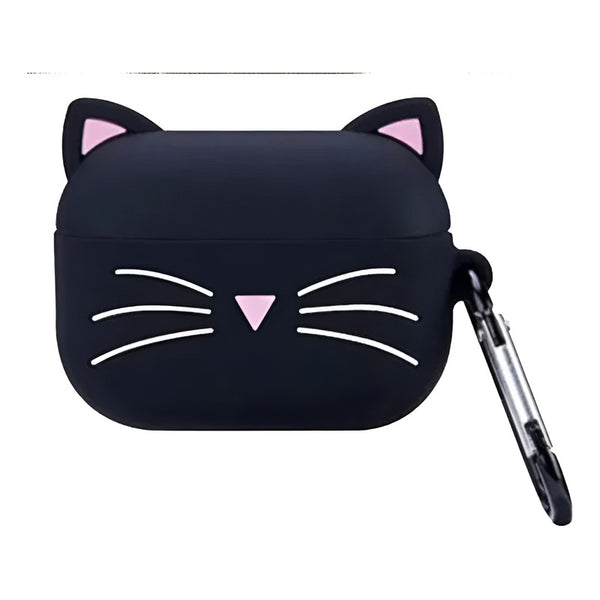 Case Carcasa Silicona Para AirPods Pro Varios Modelos Gato Negro