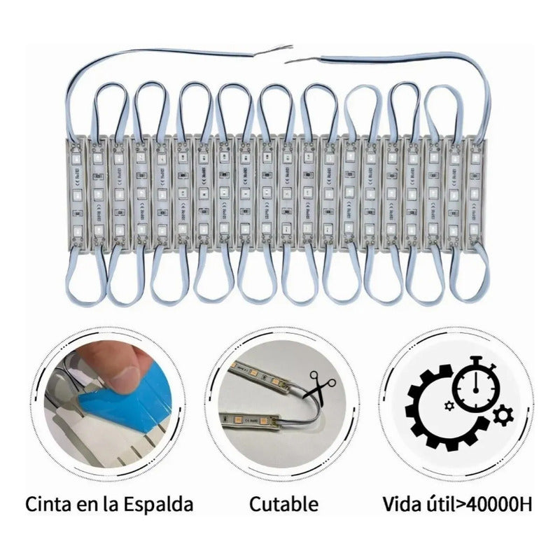 20 Módulos 5054 Tiras De Luces Led Ip65 Dc12 Azul