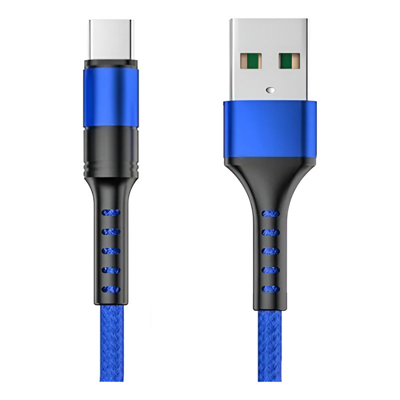 Cable Supercharge Carga Rápida Cargador Tipo C 5a 2 Metros Azul