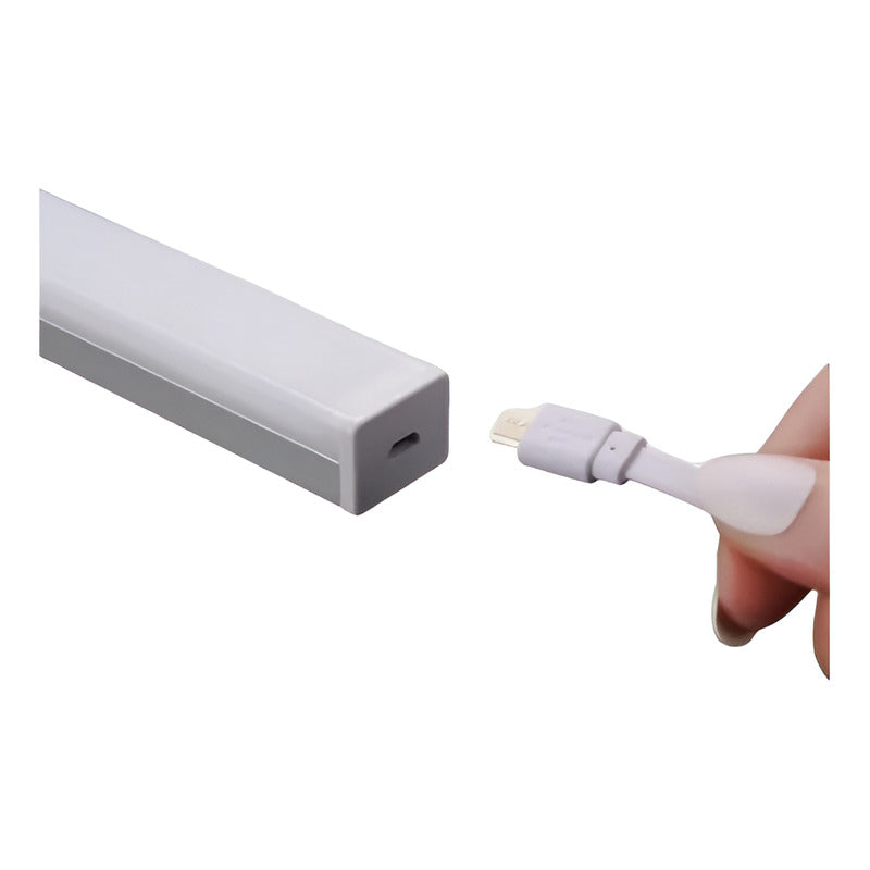 Luz Led Barra Recargable Con Sensor De Movimiento 10cm Blanco/luz Calida