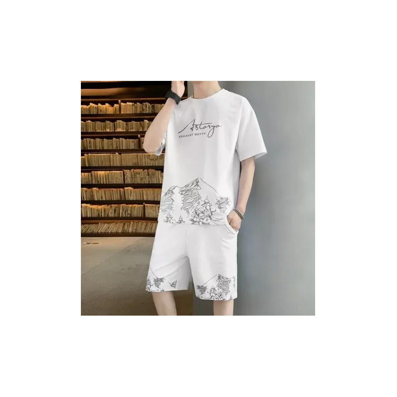 Conjunto De Camiseta Y Pantalón Para Hombre, Chándal Blanco Blanco 5xl