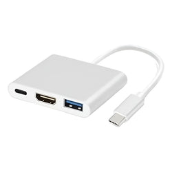 Adaptador Hub 3 En 1 Usb C A Hdmi 4k + Usb-c + Usb Cable Plateado