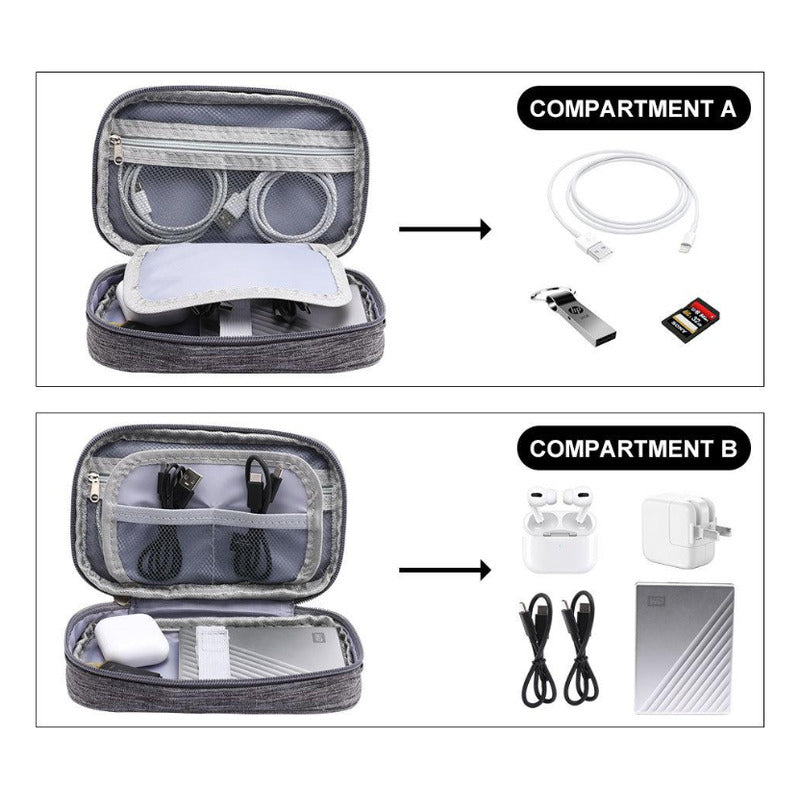 Bolso Organizador De Cables Para Viaje Con Compartimentos Rojo