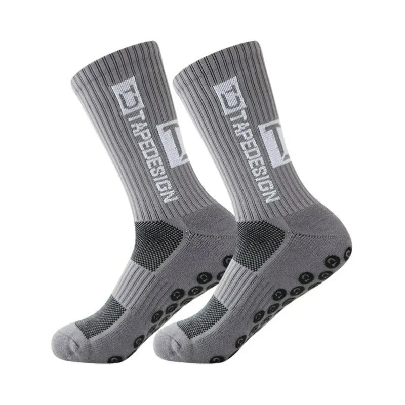 2 Pares Media Antideslizante Tape Design Calcetas Deportivas Gris Oscuro