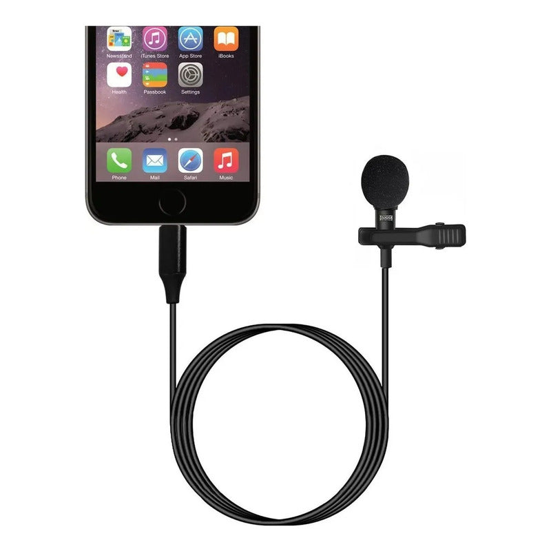 Microfono De Solapa Lavalier Profesional Para Celular Negro