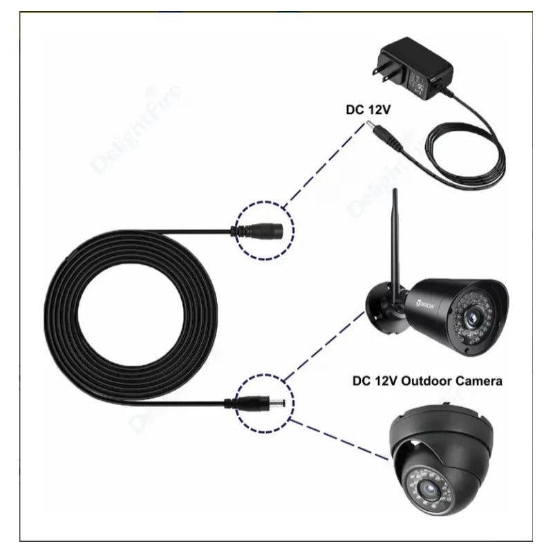 Cable Extensión 5mts 12v Para Camara De Seguridad Vshop Negro