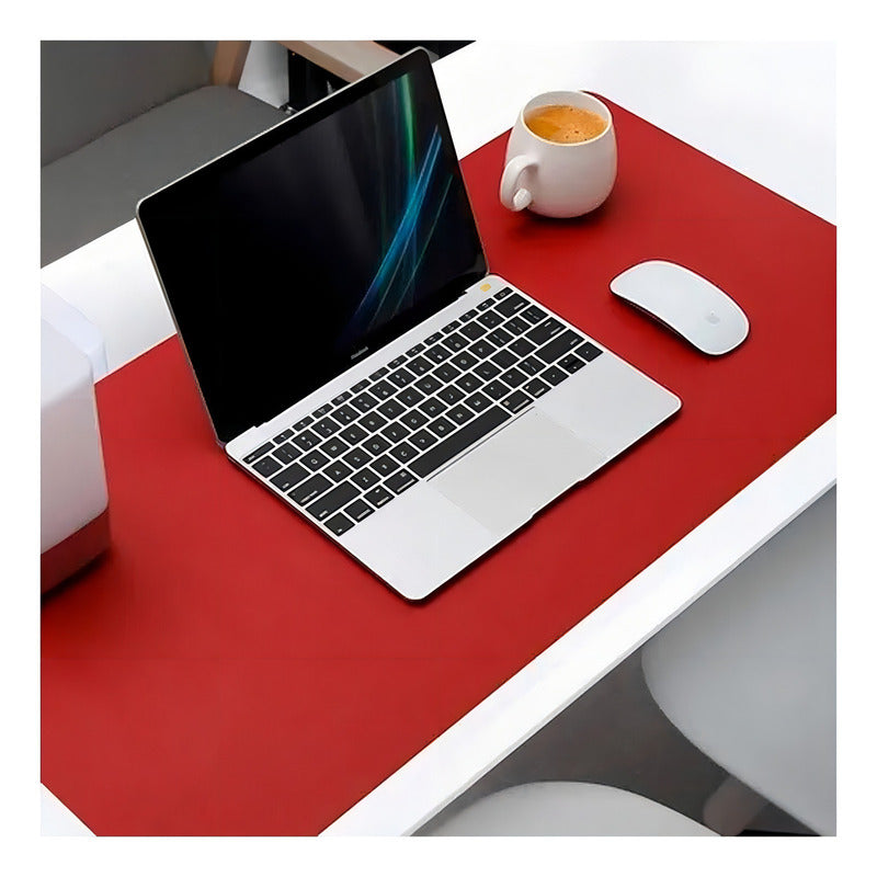 Alfombrilla Mousepad De Cuero Impermeable Reversible 80x40 Color Negro/rojo